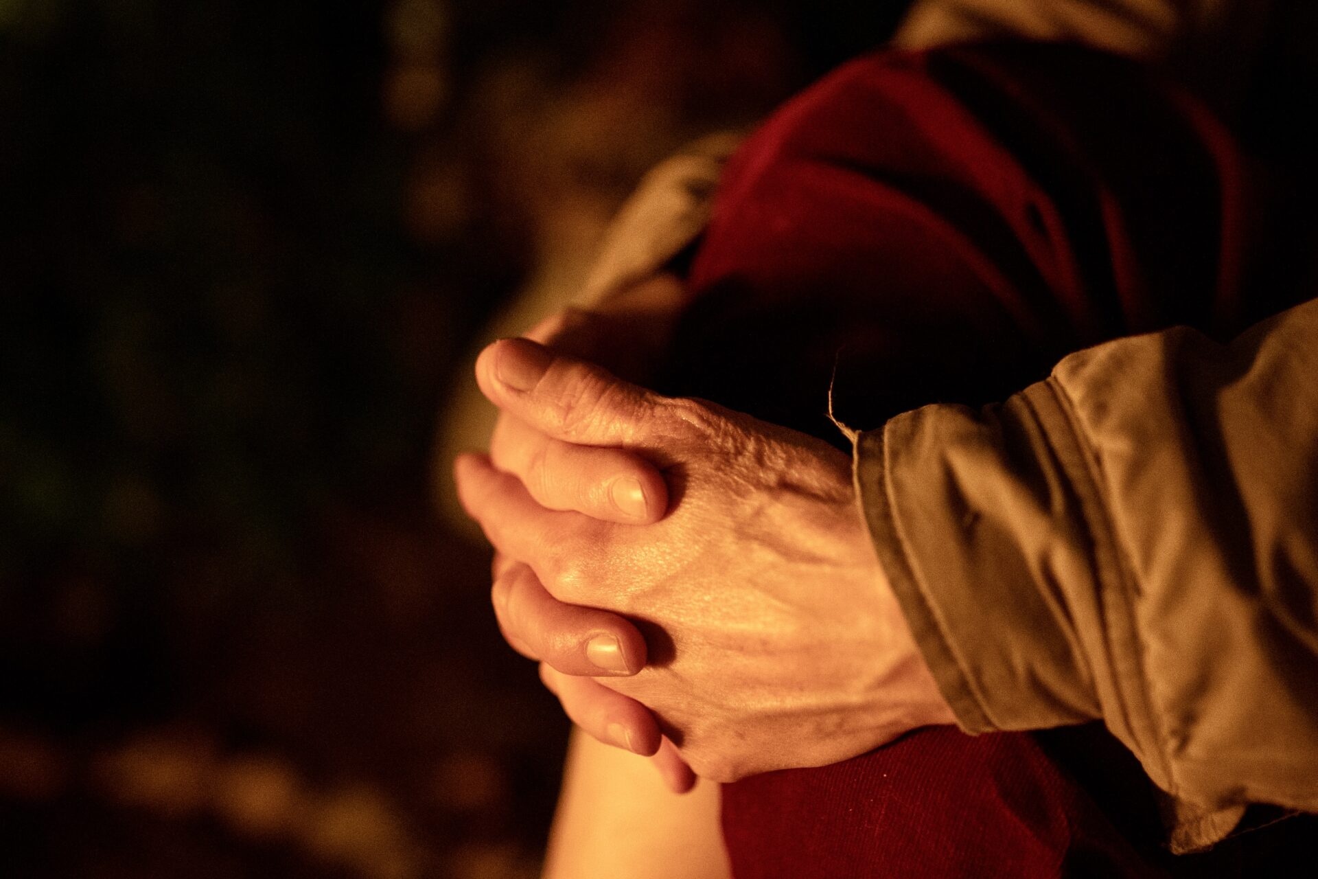 Clasped hands fireplace