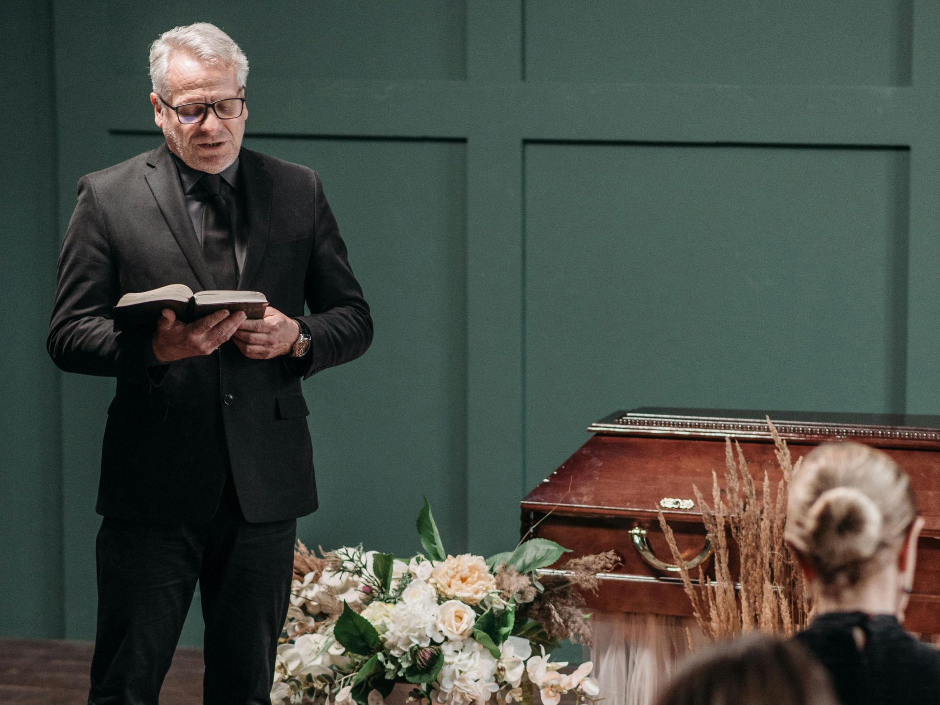 Celebrant leading funeral