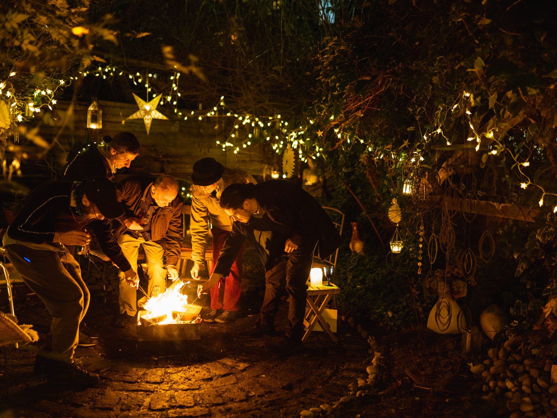 People around a bonfire