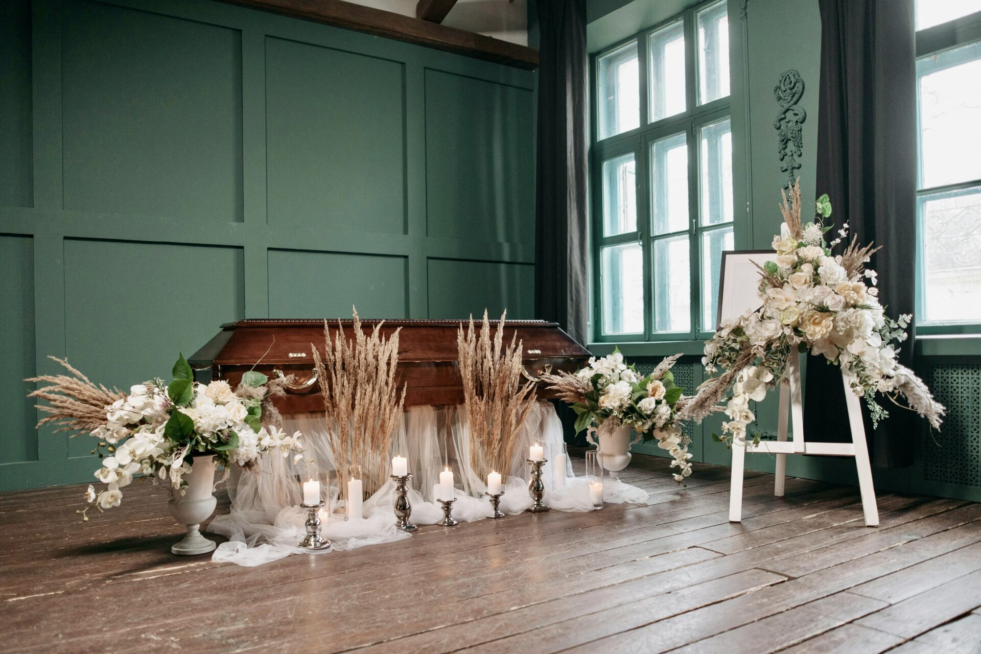 Coffin with flowers