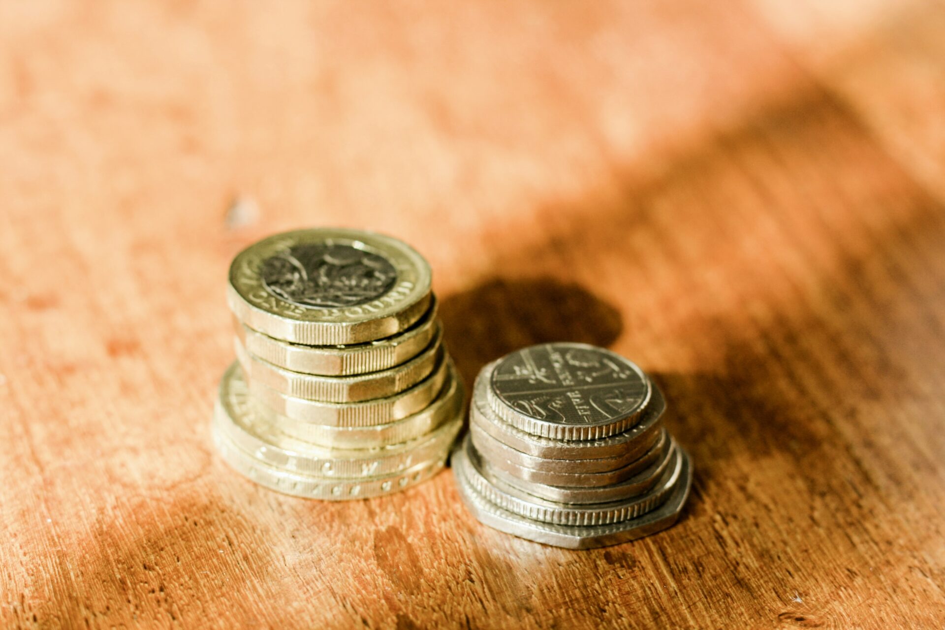 Stacks of pound coins