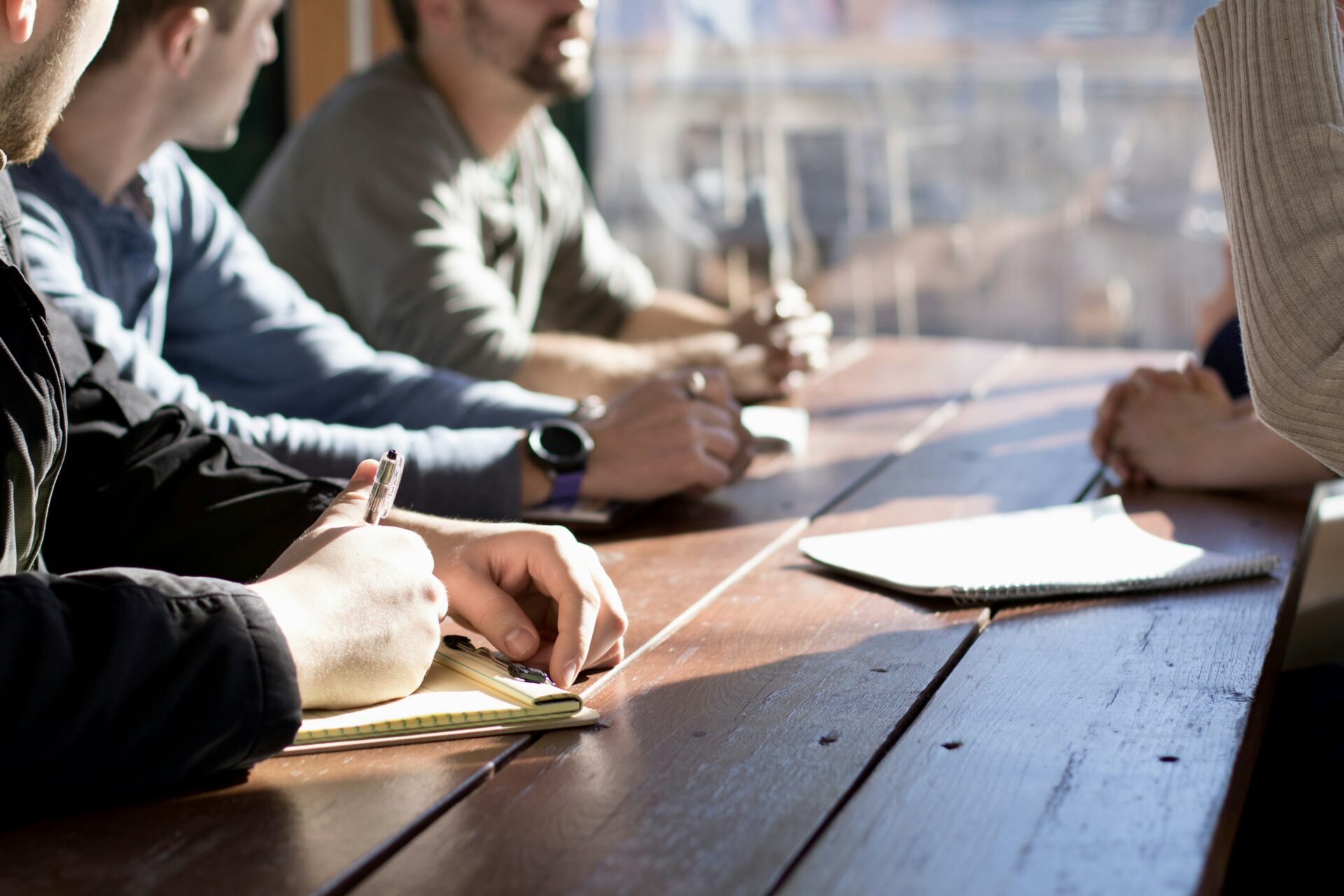 People talking at table