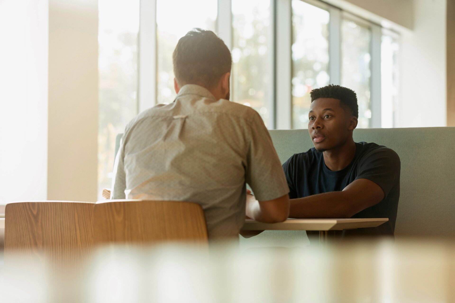 People having serious conversation