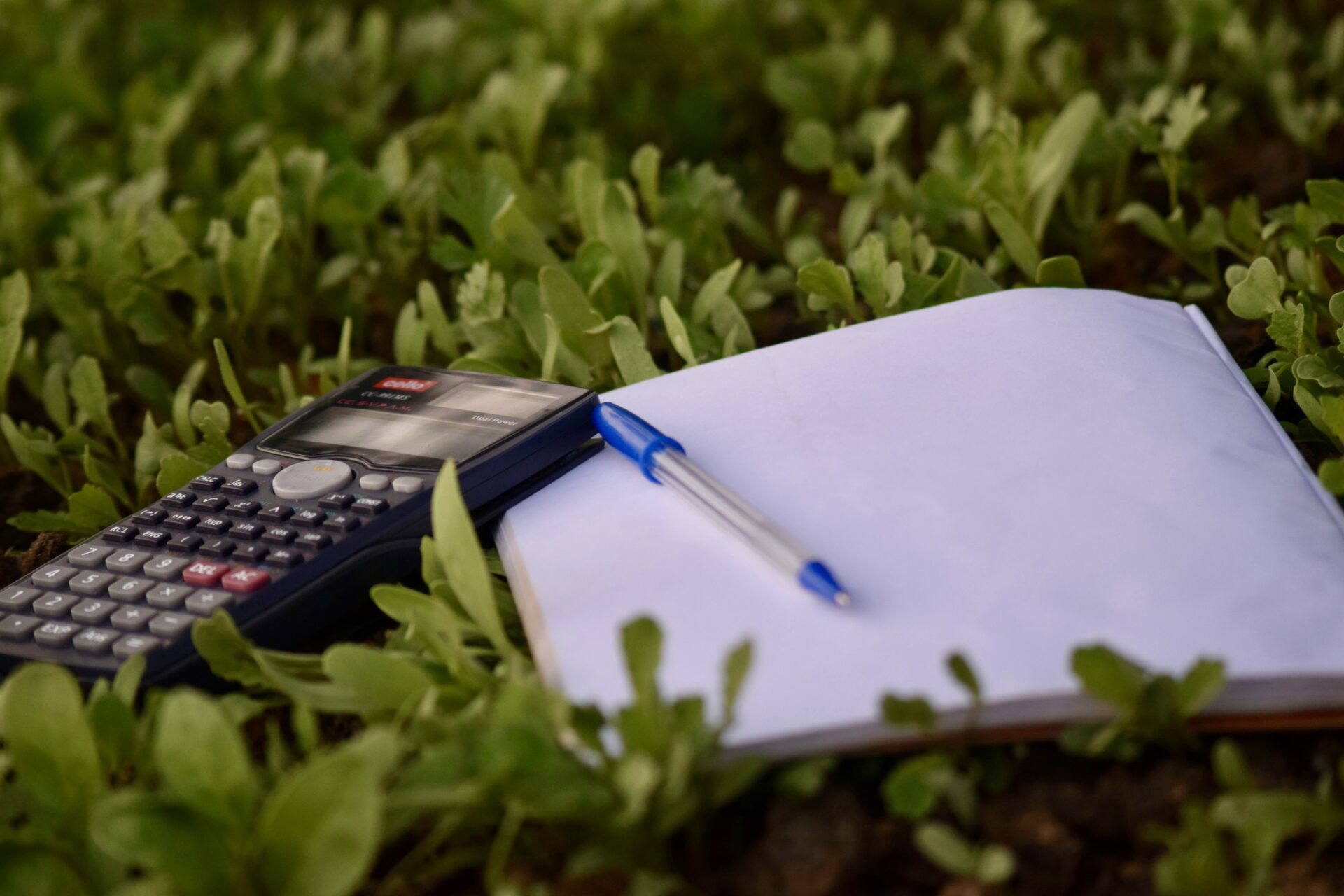 Paperwork outside with calculator