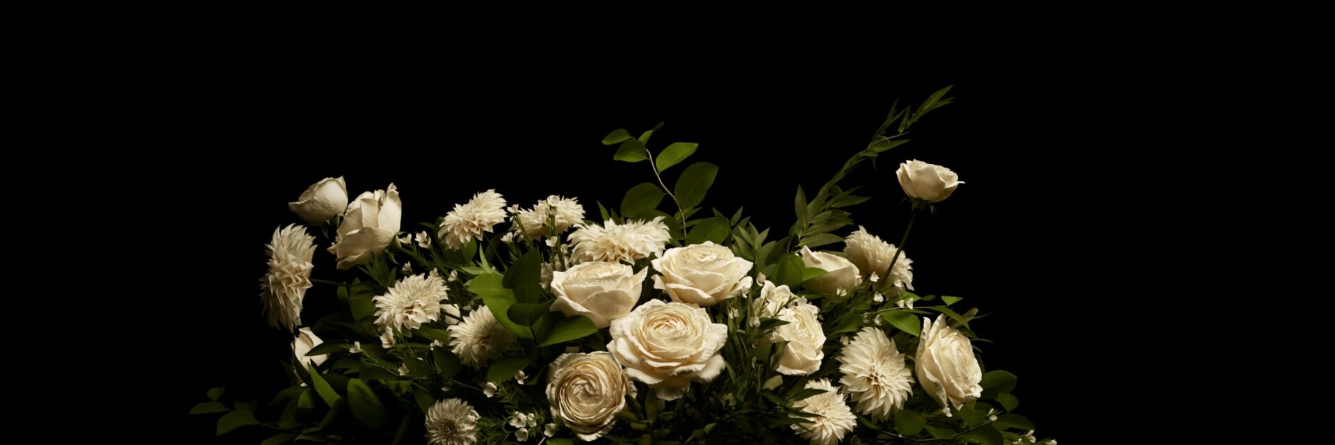 White roses funeral flowers