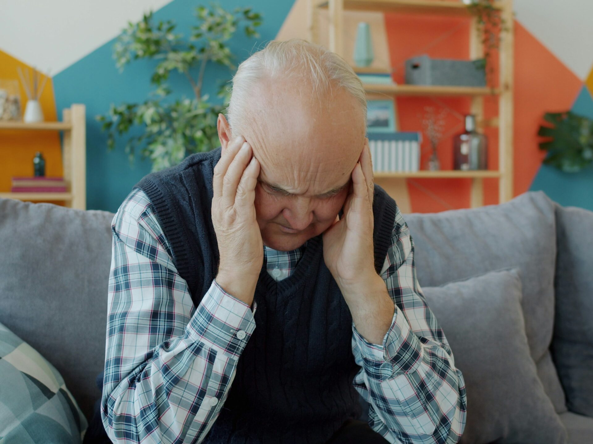 Old man looking stressed