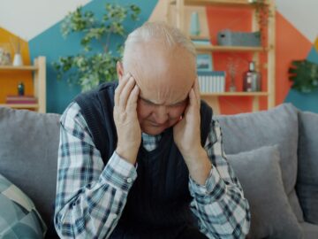 Old man looking stressed